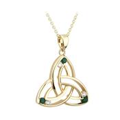 Diamond &amp; Emerald Trinity Knot Pendant image