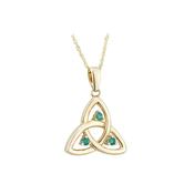 14K Trinity Knot Necklace with Emerald Yellow Gold