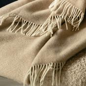Beige Herringbone Merino &amp; Cashmere Blanket image