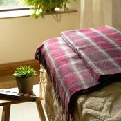 Wine &amp; Grey Check Large Wool Blanket image