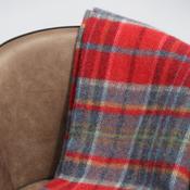 Red &amp; Midnight Blue Plaid Large Wool Blanket