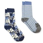 Kitty blue stripe cat socks duo