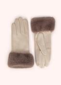 Bettina Faux Suede/Fur Gloves, Cream image