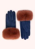 Bettina Faux Suede/Fur Gloves, Navy image