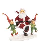 DANCING SANTA W/HELPER PIXIES RD/GRN 25,5CM image