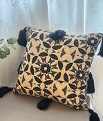 Blue Medallion Cushion with Tassels