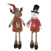 Red Snowman &amp; Reindeer Sitting Ornaments image