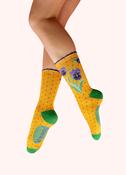 Ladies' Ankle Socks - Perfect Pansies in Mustard image