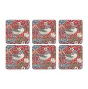 Strawberry Thief Set of 6 Coasters - Red image