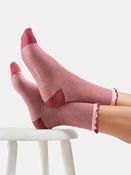 Womens Simple Stripe Frill Bamboo Crew Socks image