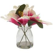 Artificial Lily in Glass Vase image