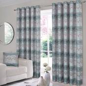 Heritage Teal Ready Made Eyelet Curtains image