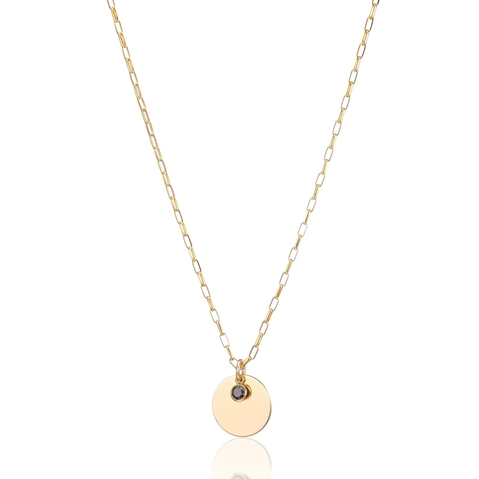 Scribble Stone Necklace 14kt GoldFill Tiny stone disc pendant