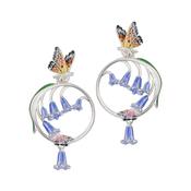 Bill Skinner Earrings - Bluebell &amp; Butterfly Hoop Earrings
