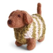 Gry &amp; Sif Christmas - Handmade Felt Dachshund with Knitted Sweater image