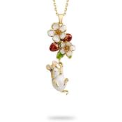 Bill Skinner Necklace - Strawberry &amp; Hanging Mouse Pendant