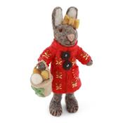 Gry &amp; Sif Decoration - Felt Bunny with Red Coat and Easter Basket