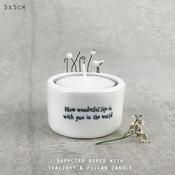East of India - Porcelain Tea Light Holder - How wonderful life is