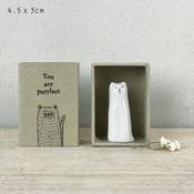 East of India - Porcelain Tall Matchbox Sentiments - Cat