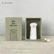 East of India - Porcelain Tall Matchbox Sentiments - Pig