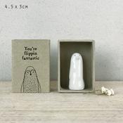 East of India - Porcelain Tall Matchbox Sentiments - Penguin