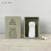East of India - Porcelain Tall Matchbox Sentiments - Owl