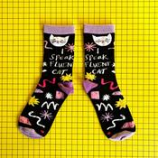 Disaster Designs Socks - Small Talk I speak Fluent Cat