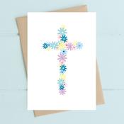 Dandelion Card - Cross in Pastel Flowers