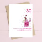 Dandelion Card - 30 Drink Champagne and Dance on the Table
