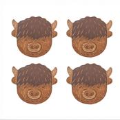 Sass &amp; Belle Coaster Set - Set of 4 Wooden Highland Cows image