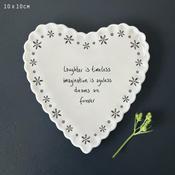 East of India Heart Scallop Coaster - Laughter is Timeless