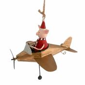 G-Bork Handmade Tin Pig in an Airplane