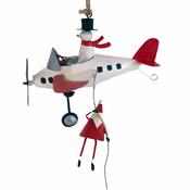 G-Bork Handmade Tin Santa Hanging from the Plane