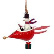 G-Bork Handmade Tin Snowman in Red Plane