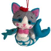 G-Bork Handmade Christmas Felt Bauble - Mermaid Cat