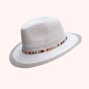 Powder Hat - Natalie Snowdrop with Multi Stripe Band image