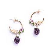 Bill Skinner Earrings - Blackberry &amp; Mouse Hoop