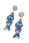 My Doris Earrings - Beaded Blue Fish image