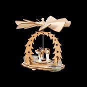 Traditional Christmas Wood Tealight Spinner - Angels