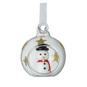 Heaven Sends Christmas - Glass Clear &amp; Gold Star Bauble with Snowman image