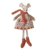 Heaven Sends - Autumn Mouse in Knitted Cream &amp; Orange Dress