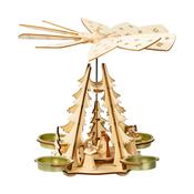 Traditional Christmas Wood Tealight Spinner - Nativity