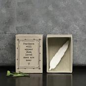 East of India - Porcelain Matchbox Sentiments - Feathers