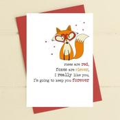 Dandelion Card - Roses are Red, Foxes are Clever image