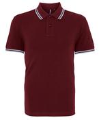 Burgundy/Sky - Men's classic fit tipped polo