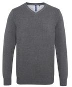 Charcoal - Men's cotton blend v-neck sweater