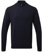 French Navy - Men's cotton blend ¼ zip sweater