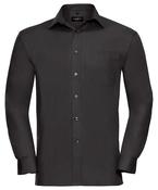 Black - Long sleeve pure cotton easycare poplin shirt image