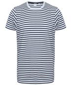 White/Oxford Navy - Unisex striped T