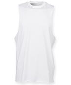 White - High neck slash armhole vest